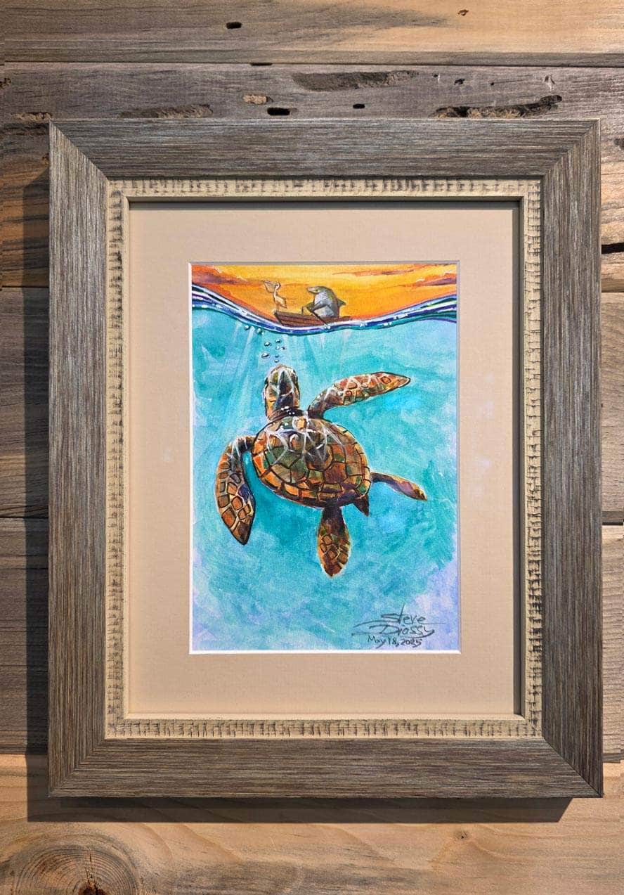 Auction Closed "Turtle Flow" Original Watercolor by Steve Diossy