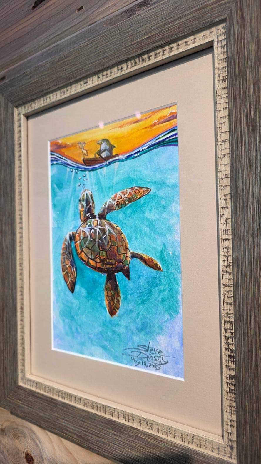 Auction Closed "Turtle Flow" Original Watercolor by Steve Diossy
