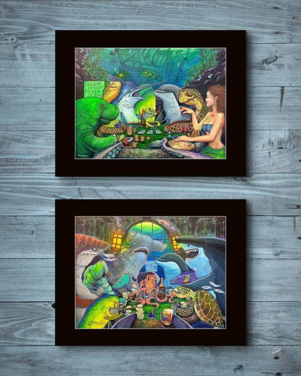 "Card Sharks" Matted Fine Art Paper Print