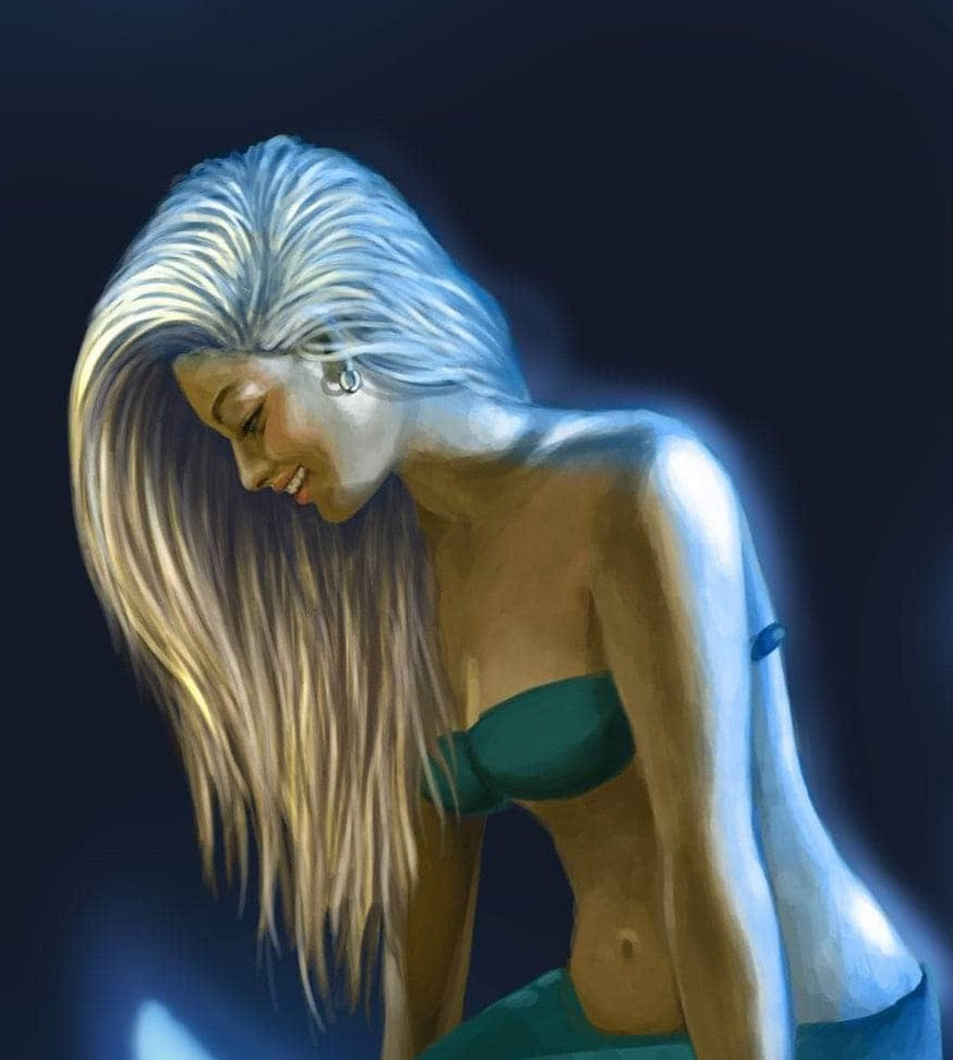 Blonde Mermaid In the Moon