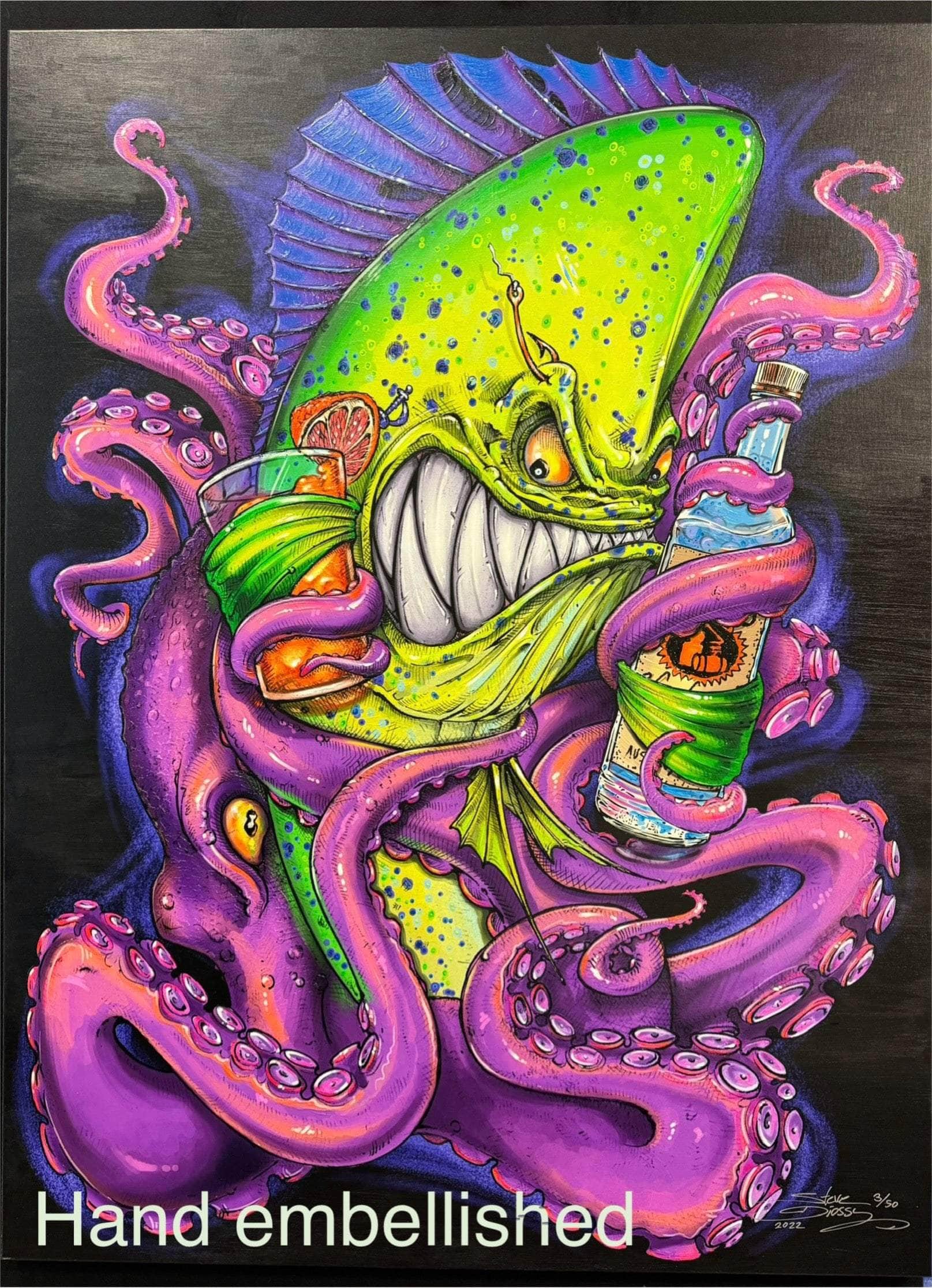 Hand Embellished "Mahi Vice" Limited Edition Canvas