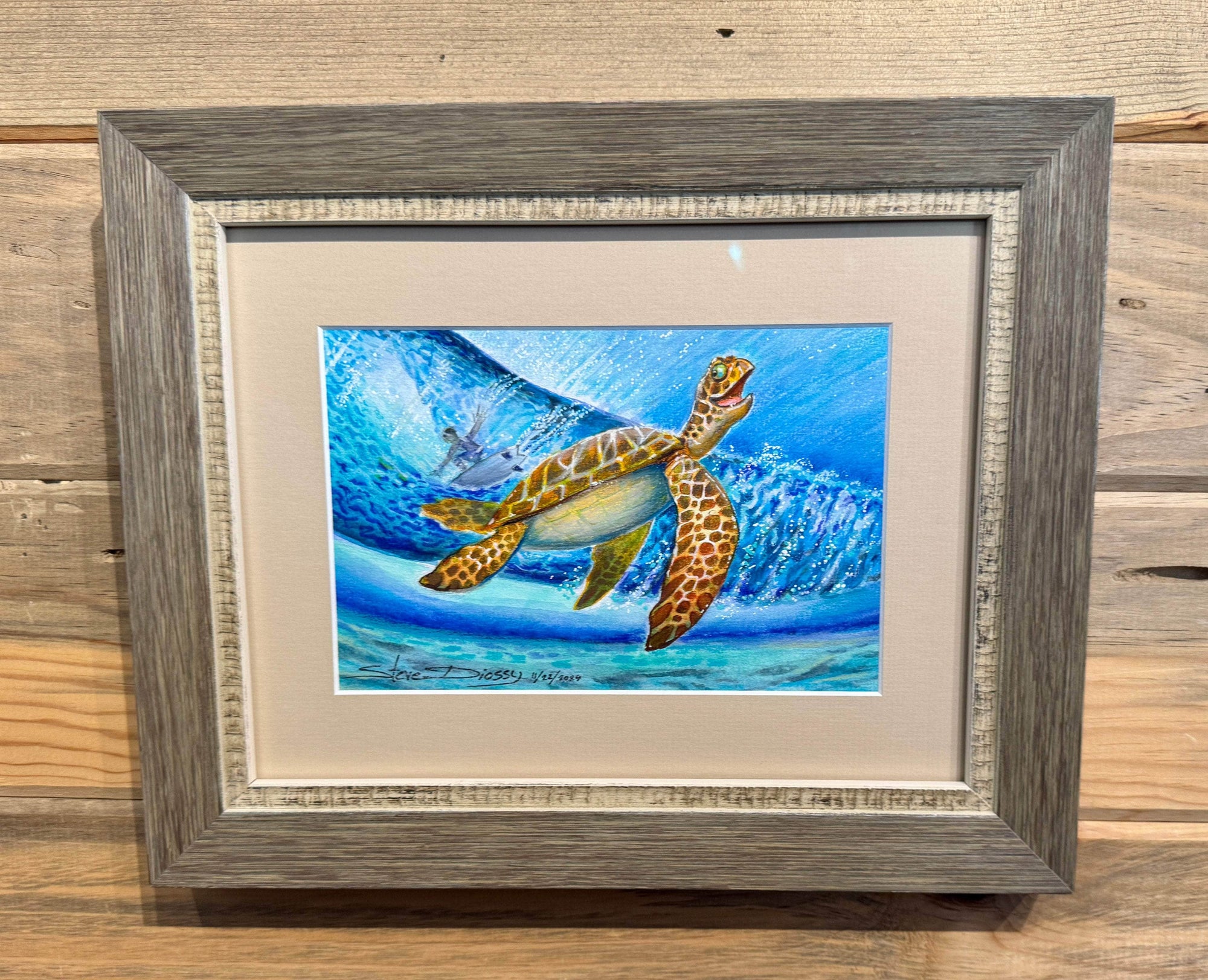 Auction Closed "Turtley Tubular" Original Watercolor/Pencil by Steve Diossy