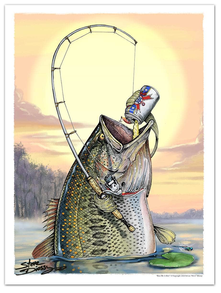 "Bass Me a Beer" Fine Art Paper Print