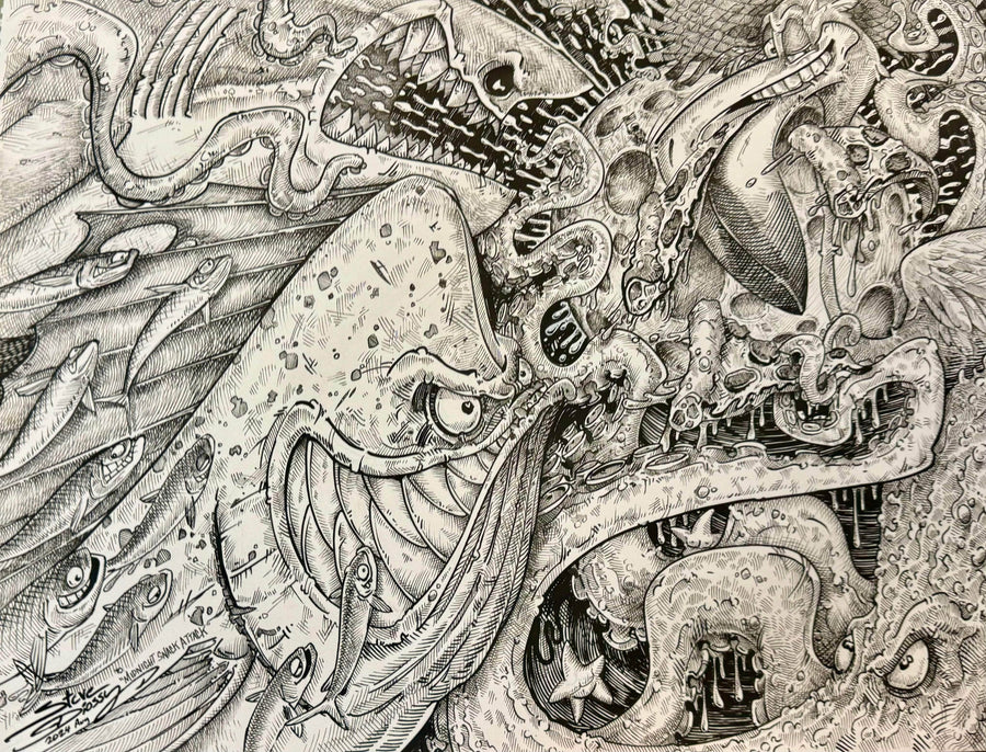 "Midnight Snack Attack" Original Pen/Ink by Steve Diossy