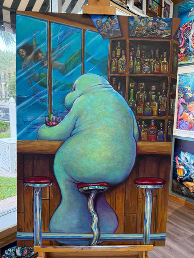 "Lonely Manatee" Original Acrylic on Canvas