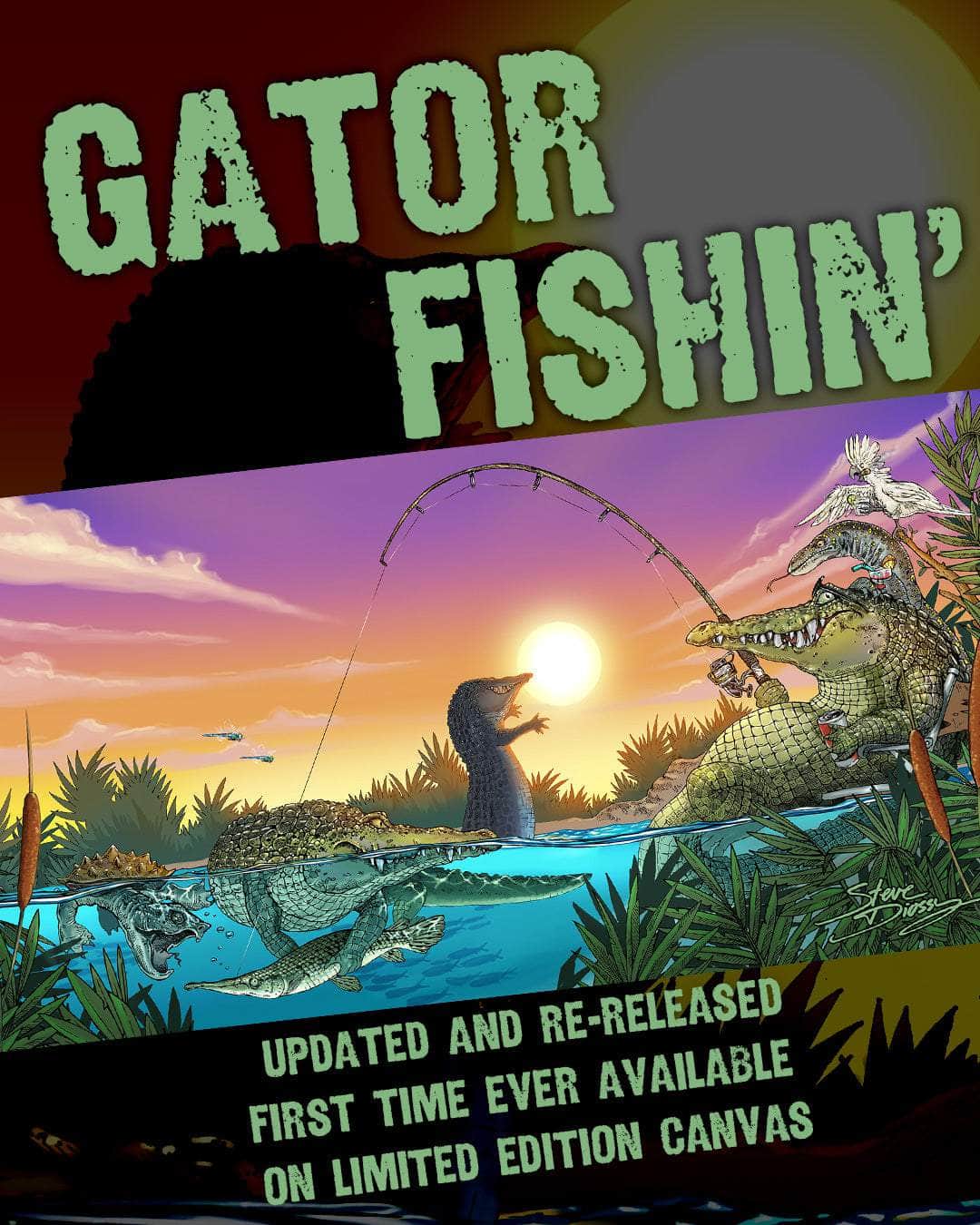 "Gator Fishing" Limited Edition Canvas