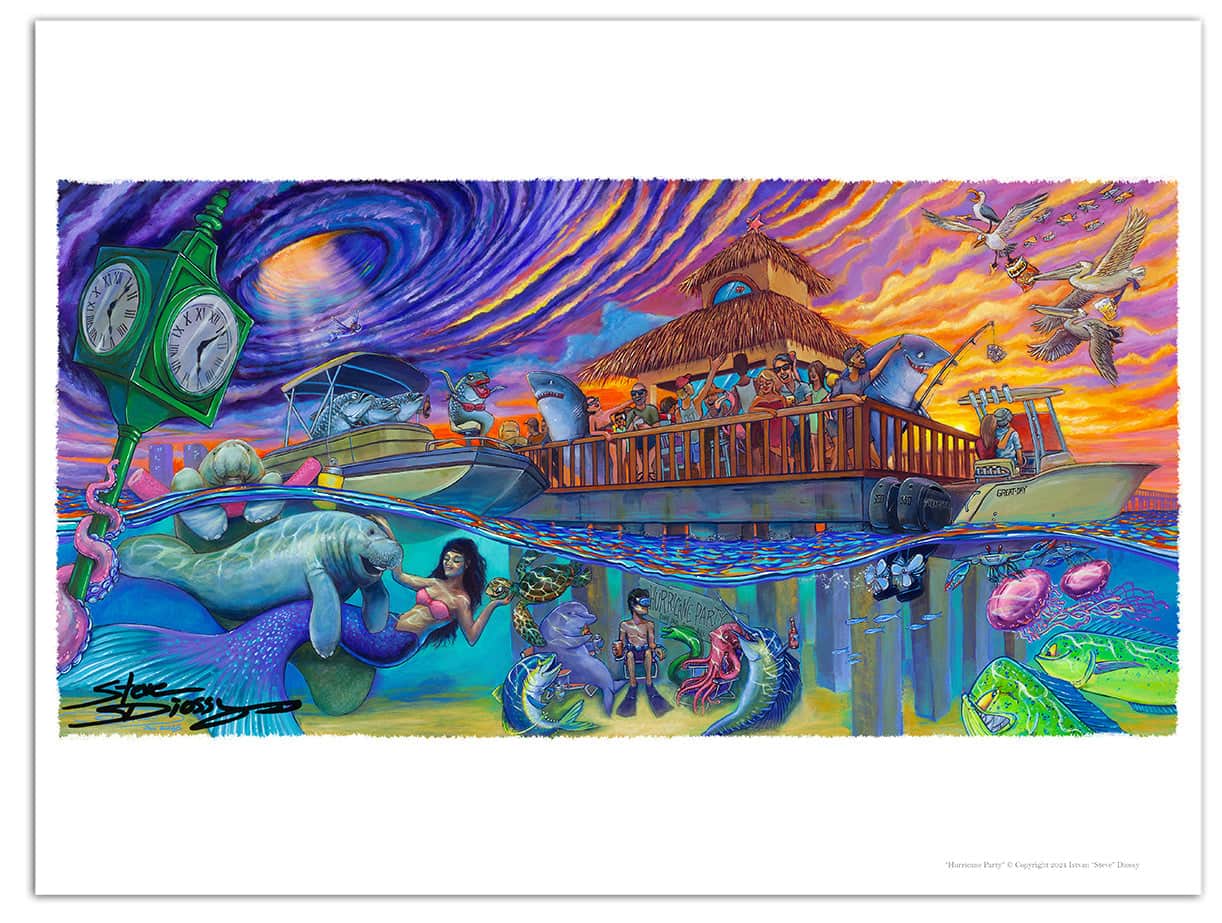 NEW! "Hurricane Party" Fine Art Paper Print