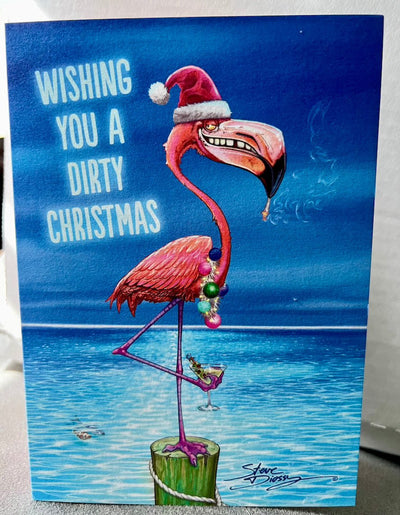 "Dirty Christmas Flamingo" Holiday Card