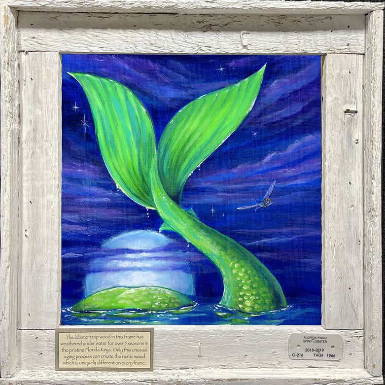 "Full Moon Rising" Lobster Trap Framed Mini-Canvas