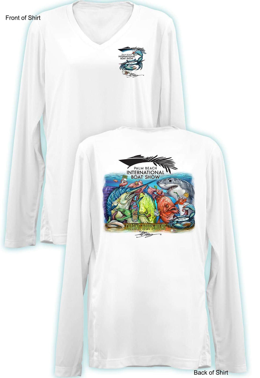 2026 Official Palm Beach Intl' Boat Show - Ladies Long Sleeve V-neck Shirt- 100% Polyester
