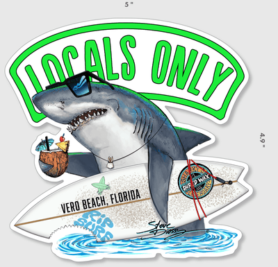"Locals Only Shark" Die Cut Stickers - Vero Beach Edition