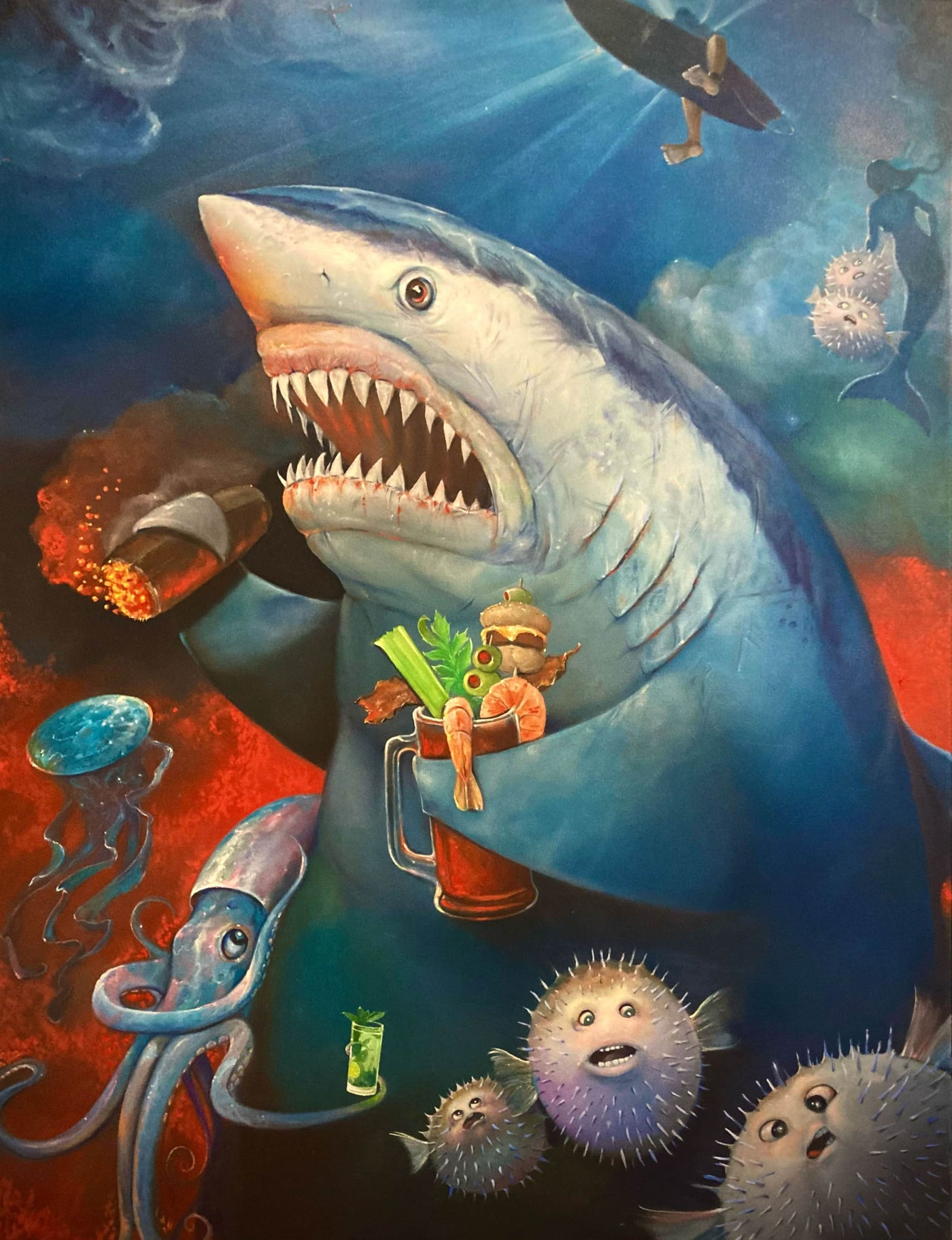 Coming soon "The Sharkfather Part II" Original Oil on Canvas