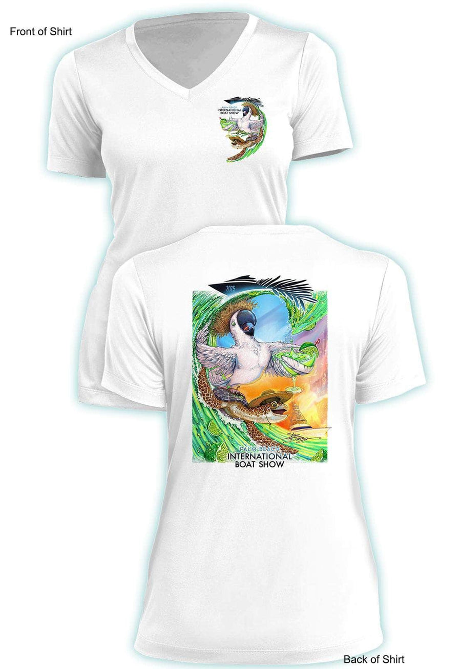 Online Only: 2025 Official Palm Beach Intl' Boat Show - Ladies Short Sleeve V-neck- 100% Polyester