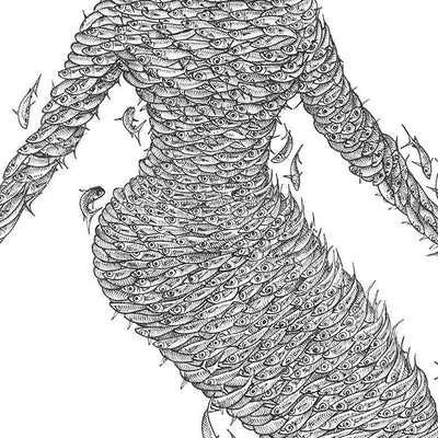 "Bait Baller Mermaid" Fine Art Paper Print