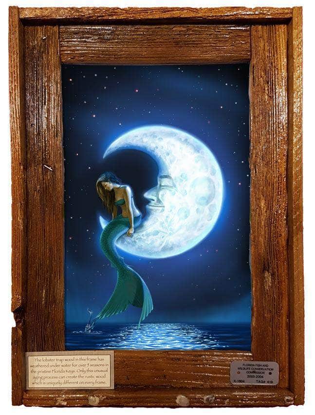"Mermaid in the Moon" Lobster Trap Framed Mini-Canvas