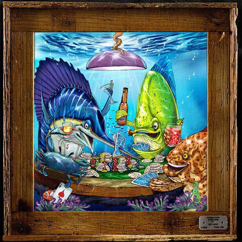 "Poker Fish" Lobster Trap Framed Mini-Canvas
