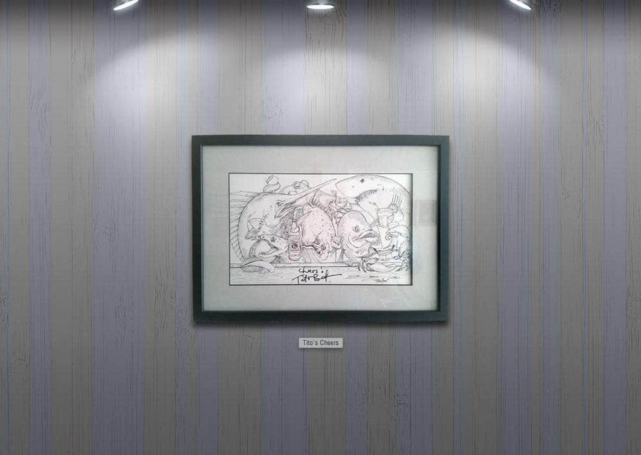 Original Pen/Ink "Tito's Cheers" by Diossy