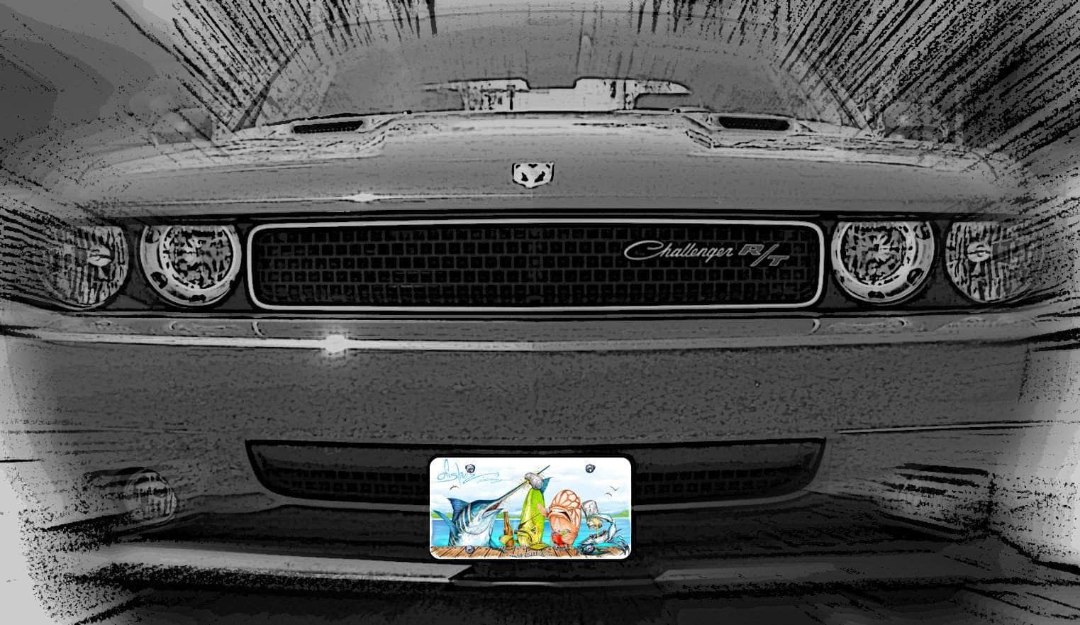 "Raw Bar" Front License Plate on car