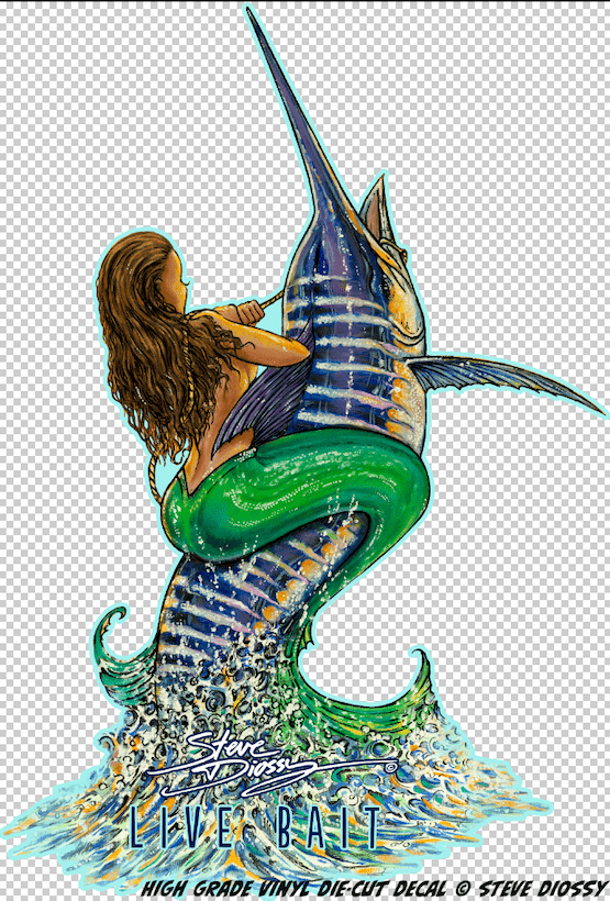 Live Bait Mermaid - Large Die-Cut Sticker