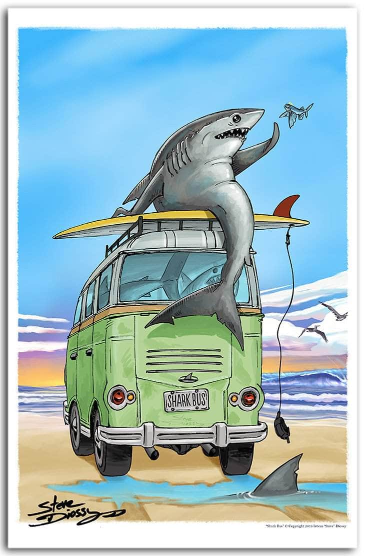 "Shark Bus" Fine Art Paper Print