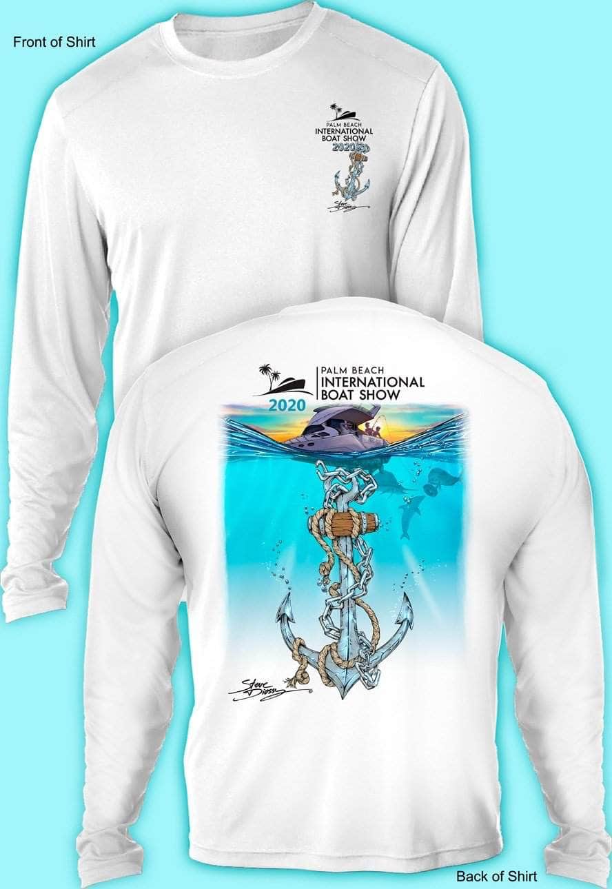 2020 Official Palm Beach International Boat Show Men’s Long Sleeve Shirt - 100% Polyester