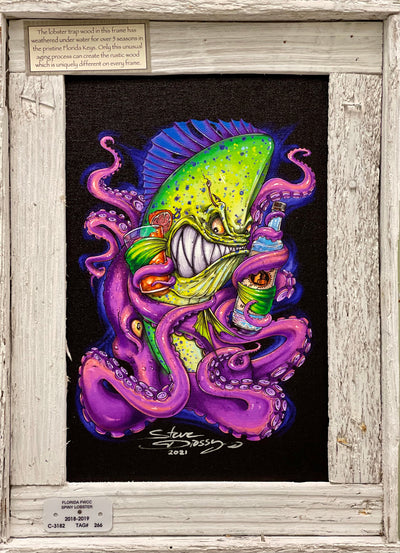 "Mahi Vice" Lobster Trap Framed Mini-Canvas