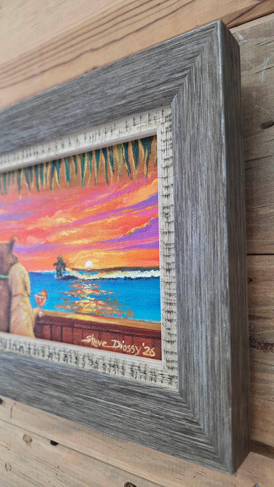 Auction Live "Dog Bar" Original Acrylic on Mini Canvas by Steve Diossy