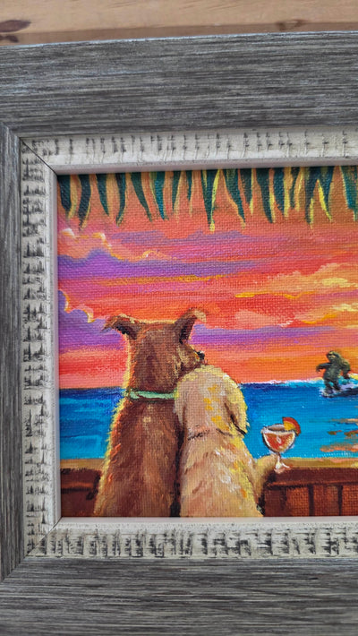 Auction Live "Dog Bar" Original Acrylic on Mini Canvas by Steve Diossy