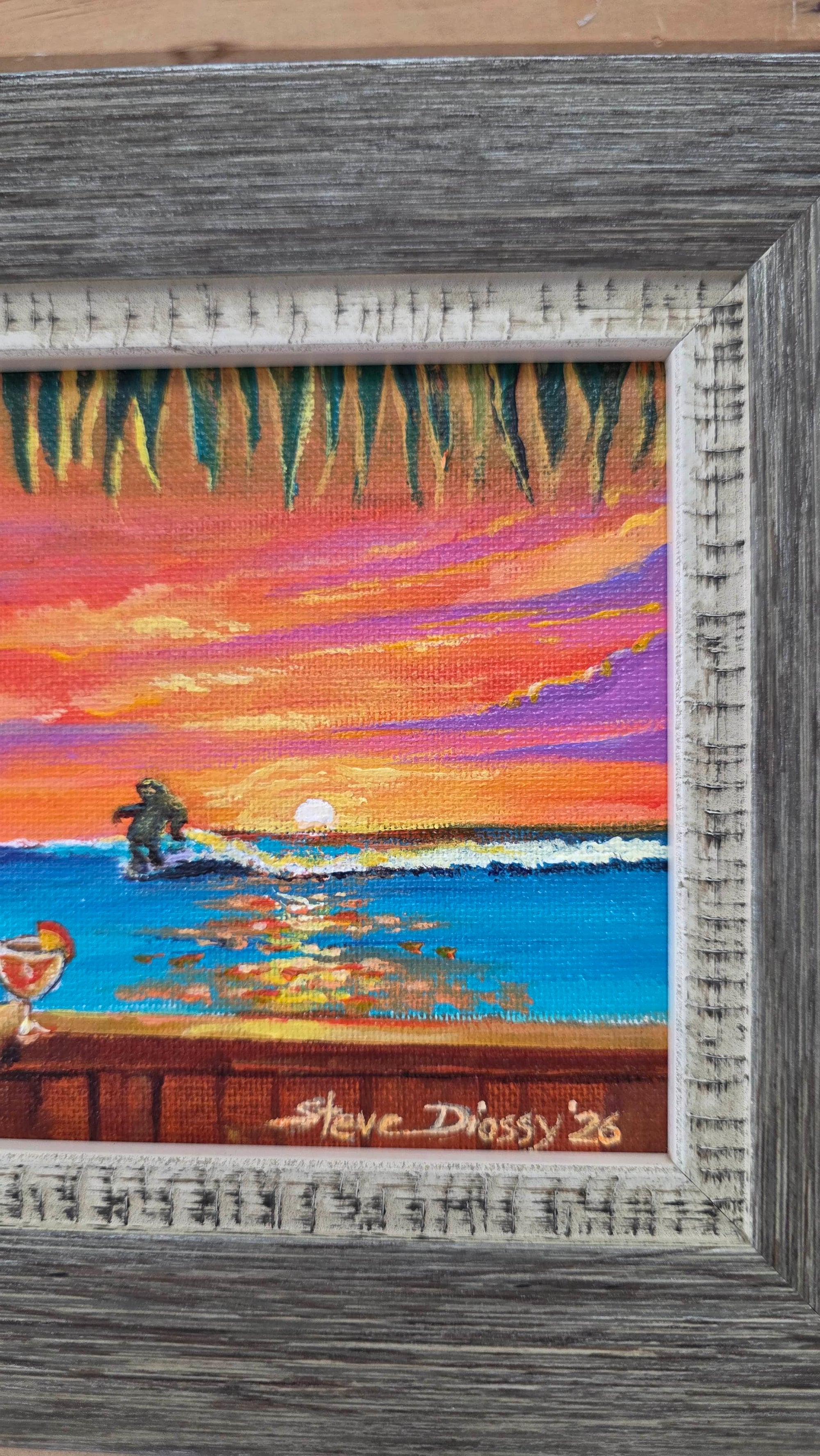 Auction Live "Dog Bar" Original Acrylic on Mini Canvas by Steve Diossy