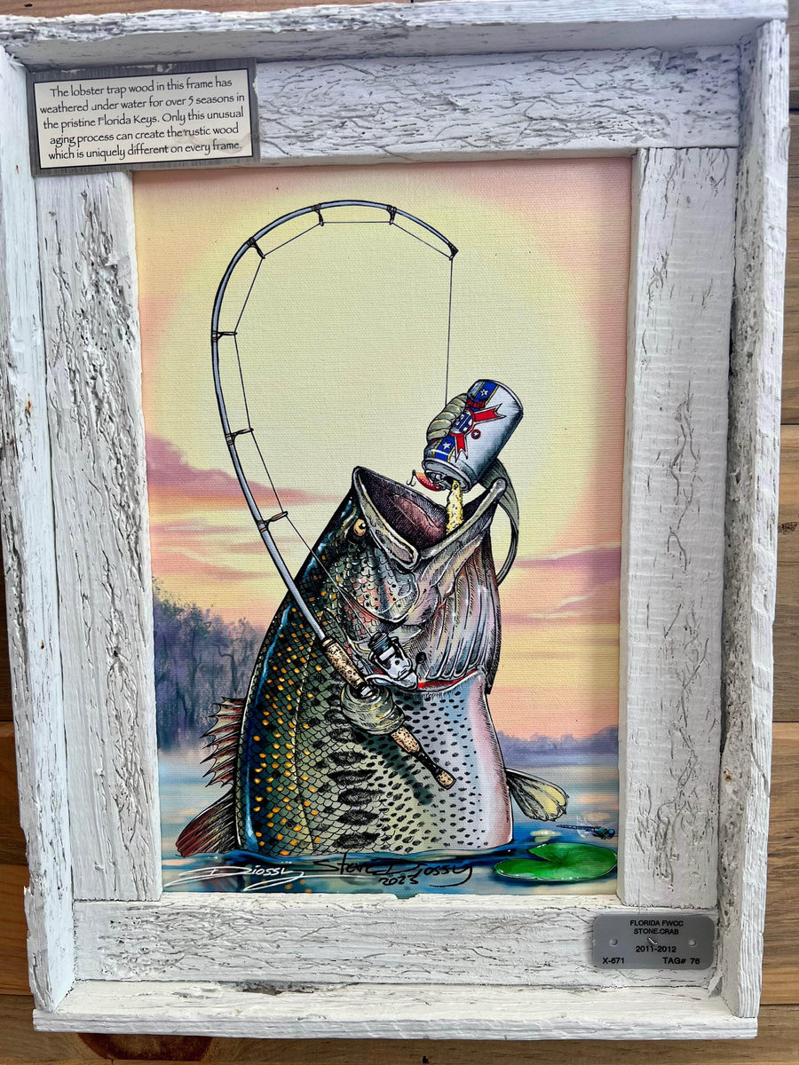 "Bass Me a Beer" Lobster Trap Framed Mini-Canvas