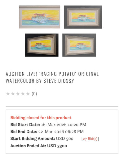 Auction Closed "Racing Potato" Original Watercolor by Steve Diossy