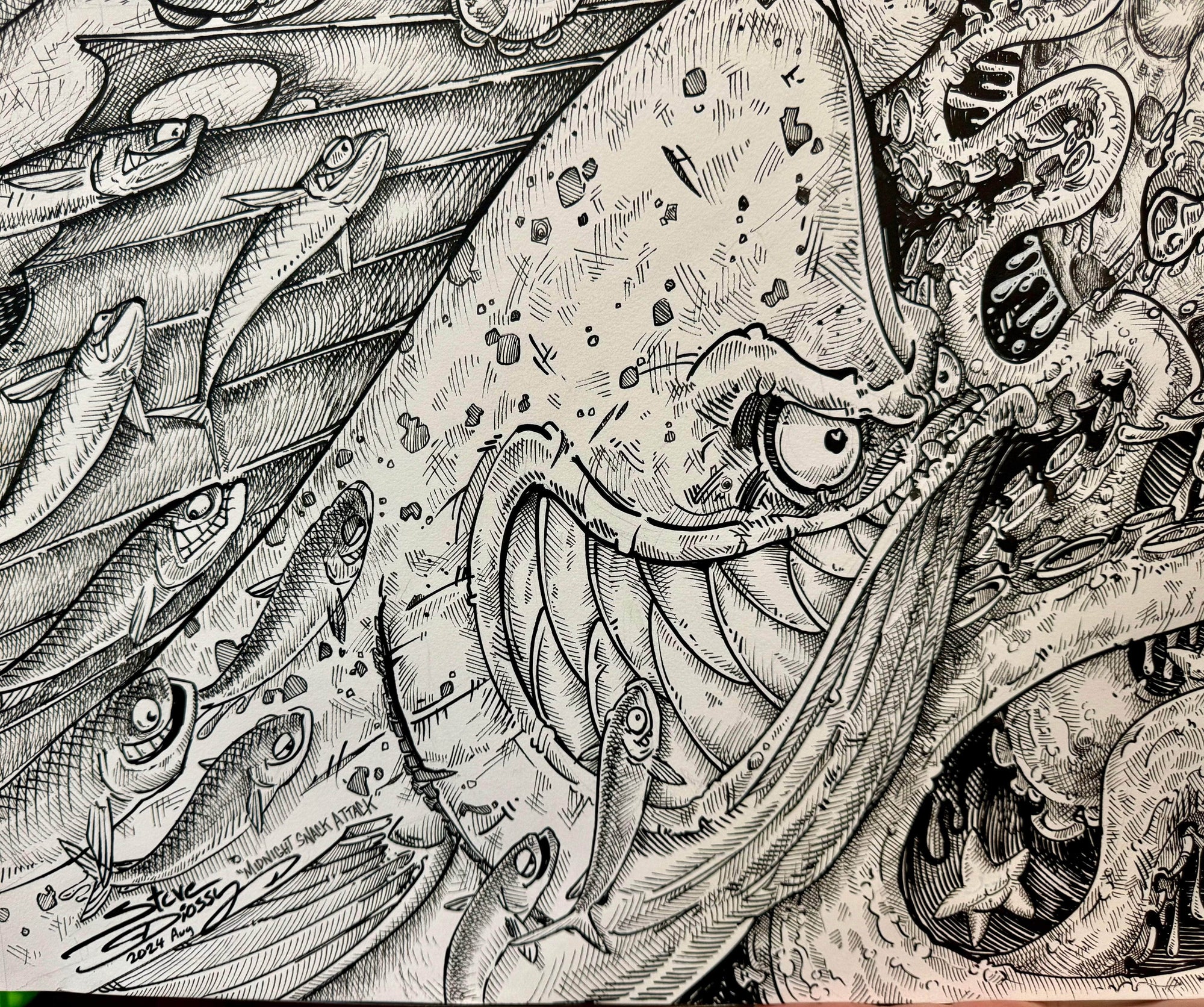 "Midnight Snack Attack" Original Pen/Ink by Steve Diossy