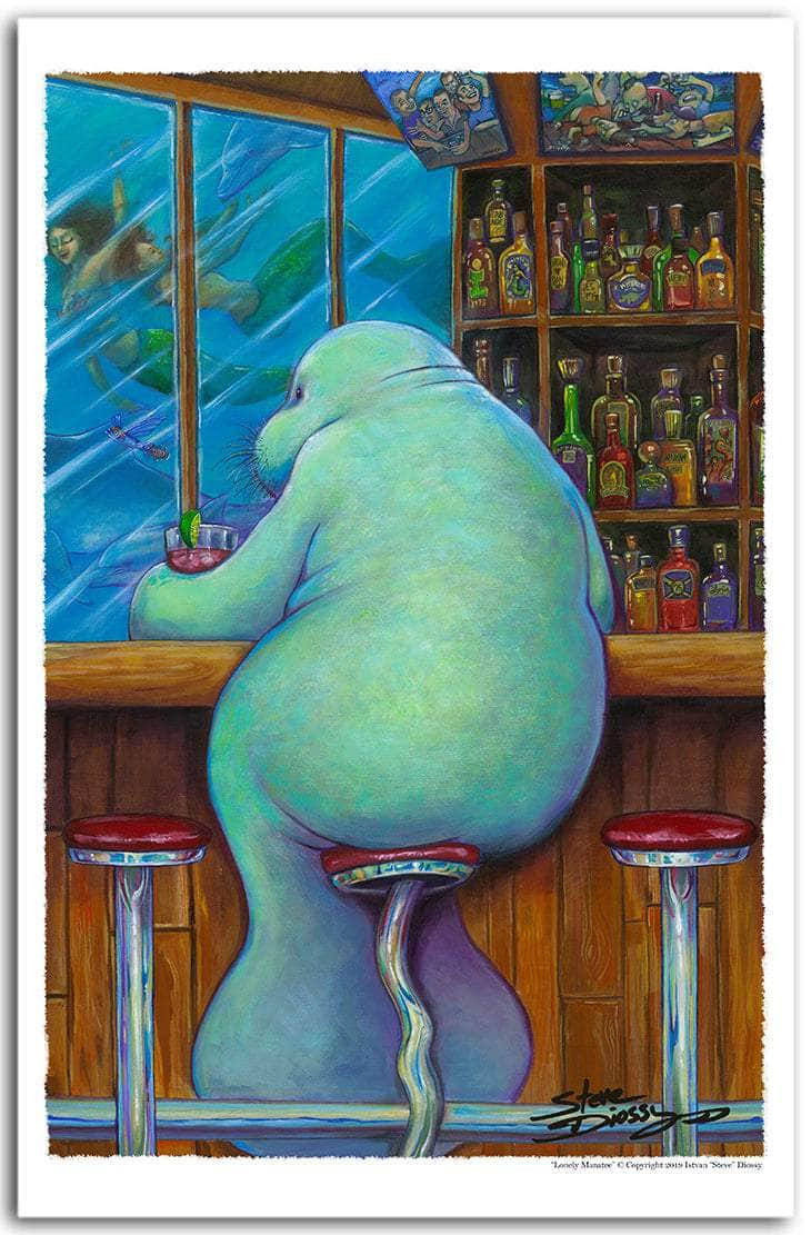 "Lonely Manatee" Fine Art Paper Print