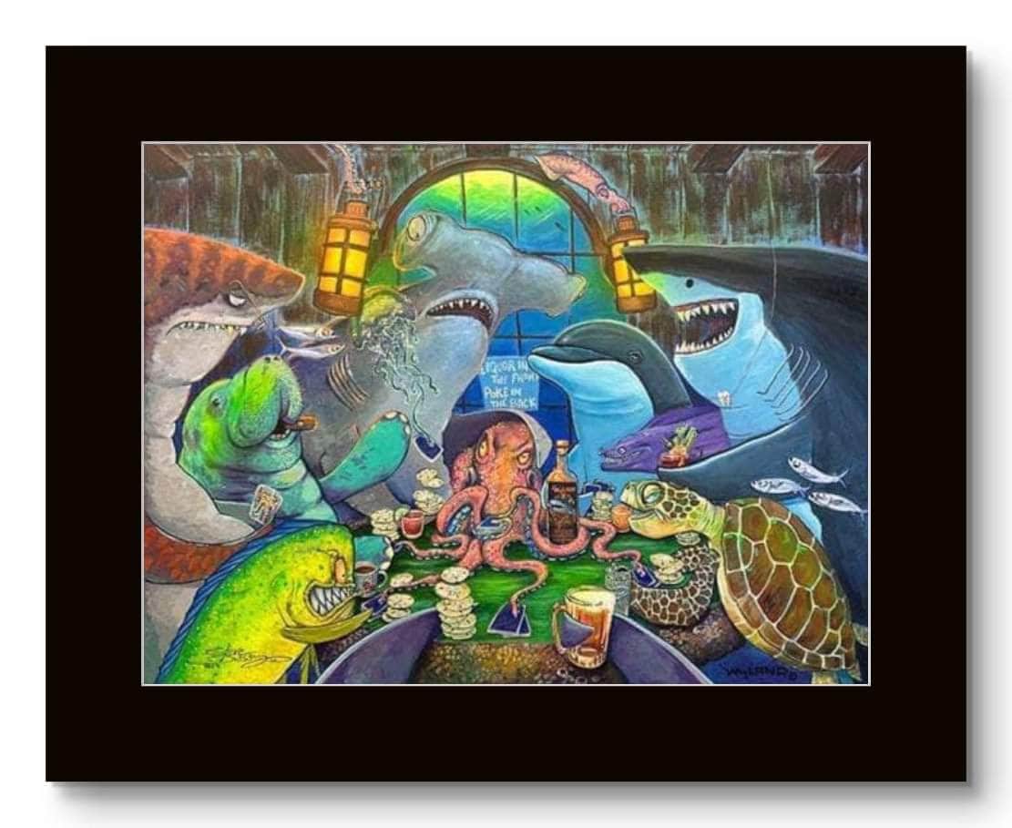 "Card Sharks" Matted Fine Art Paper Print