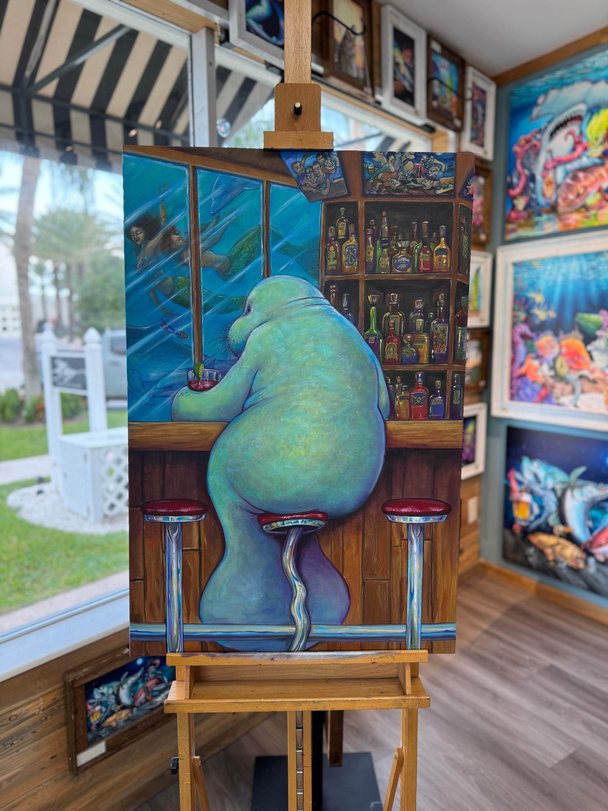 "Lonely Manatee" Original Acrylic on Canvas