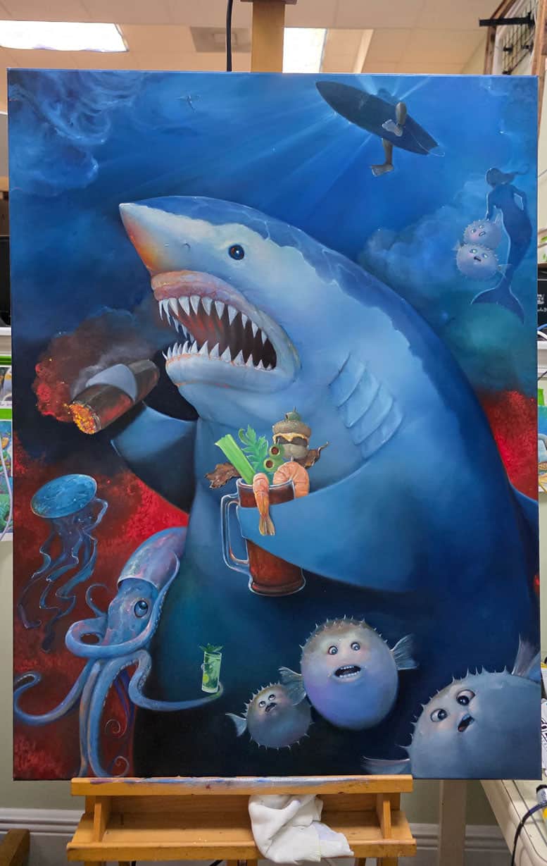 Coming soon "The Sharkfather Part II" Original Oil on Canvas