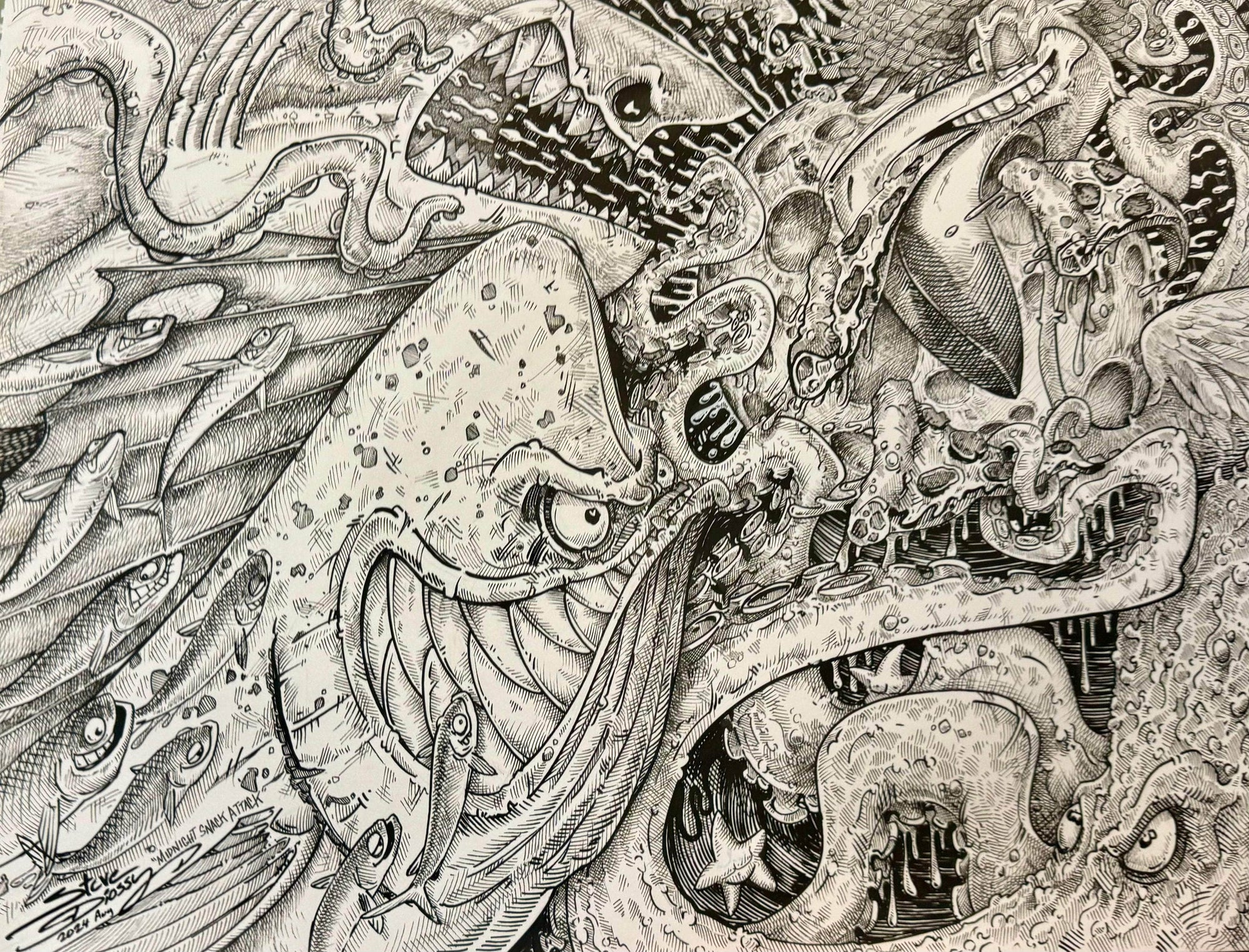 "Midnight Snack Attack" Original Pen/Ink by Steve Diossy