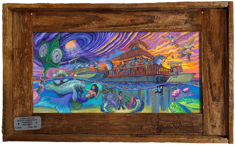 NEW! "Hurricane Party" Lobster Trap Framed Mini-Canvas