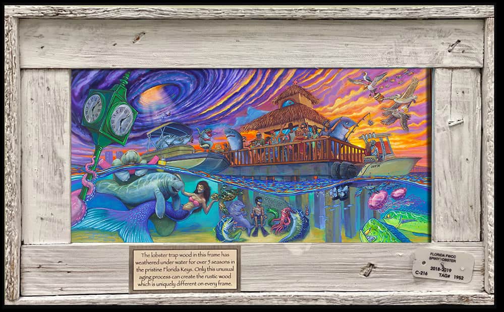 NEW! "Hurricane Party" Lobster Trap Framed Mini-Canvas