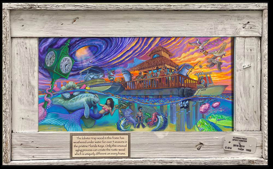 NEW! "Hurricane Party" Lobster Trap Framed Mini-Canvas