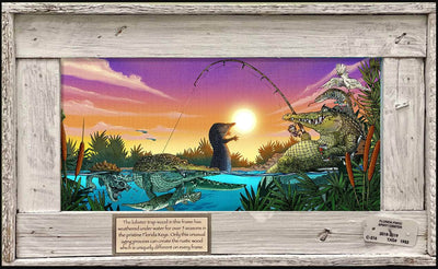 "Gator Fishing" Lobster Trap Framed Mini-Canvas