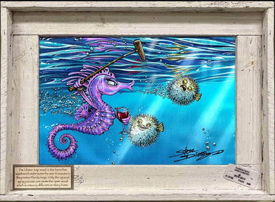 New! "Seahorse Blowout" Lobster Trap Framed Mini-Canvas