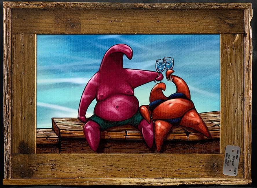 "Starfish Lovers" Lobster Trap Framed Mini-Canvas