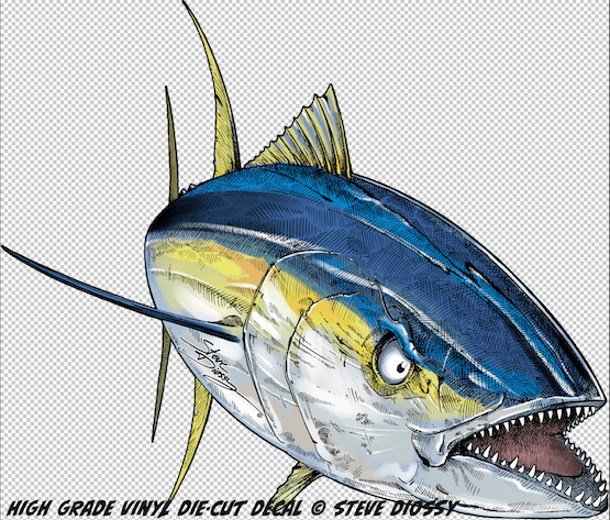 Twisted Tuna Mini Sticker - Steve Diossy Marine Artist