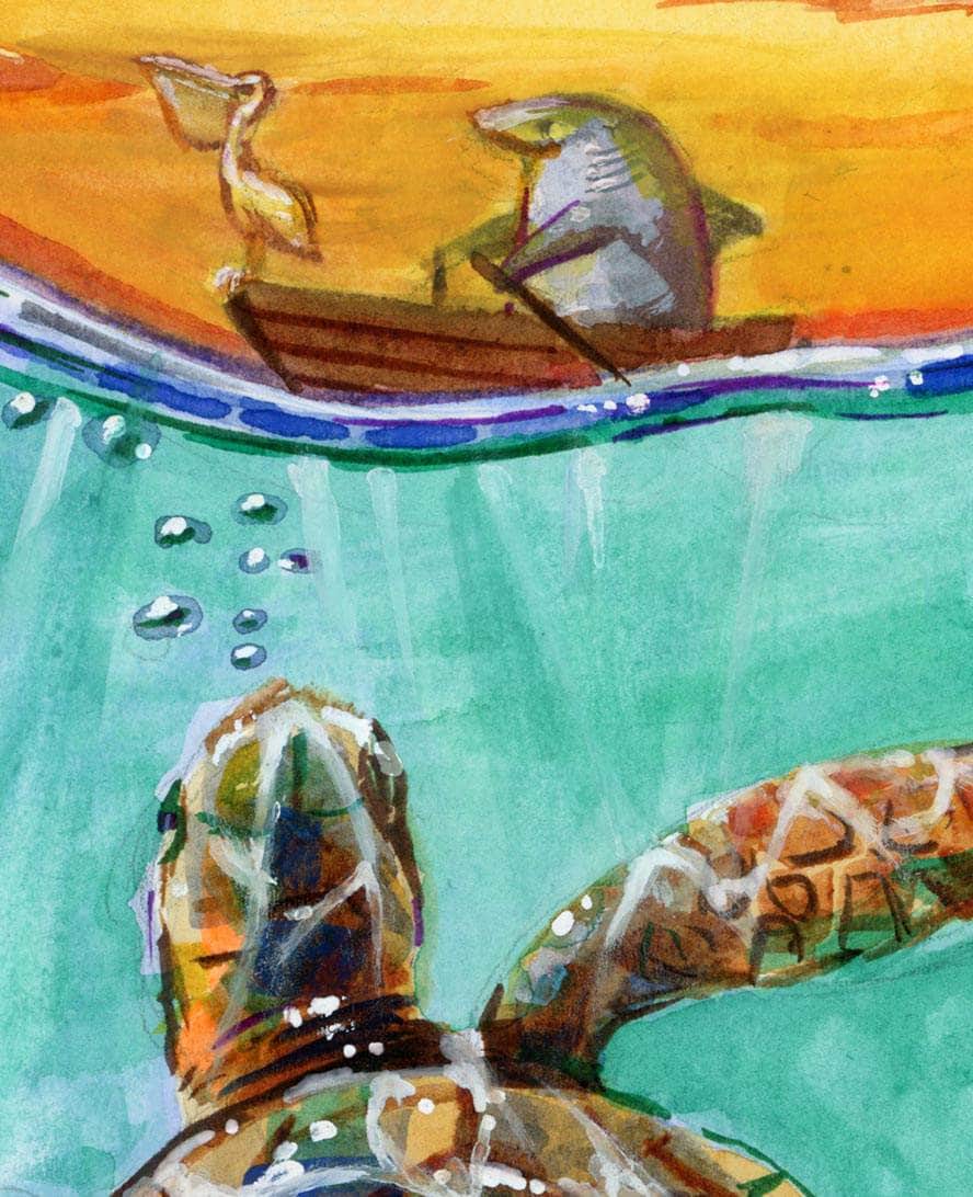 Auction Closed "Turtle Flow" Original Watercolor by Steve Diossy