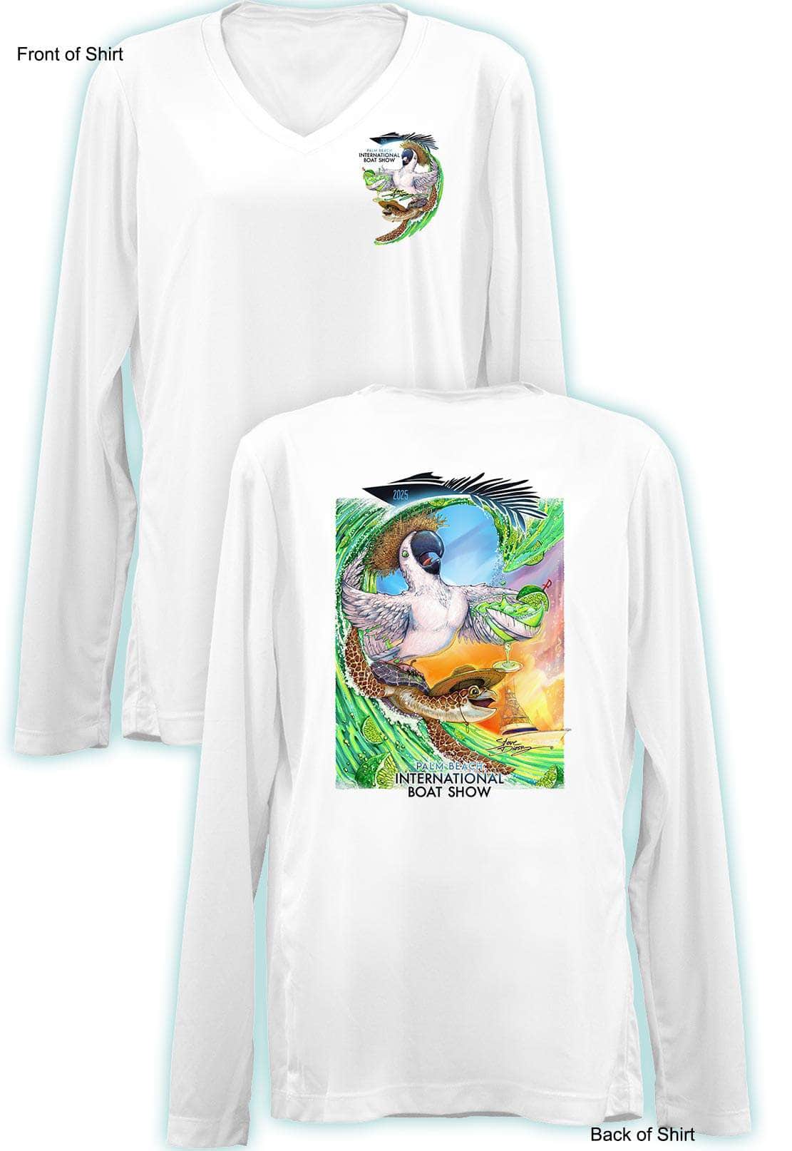 2025 Official Palm Beach Intl' Boat Show - Ladies Long Sleeve V-neck Shirt- 100% Polyester