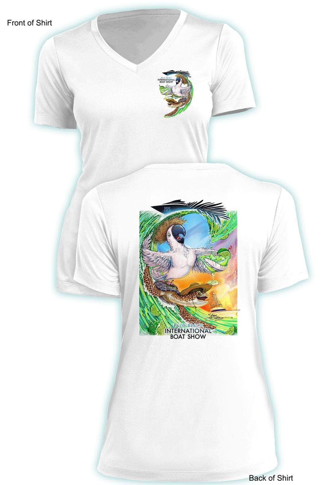 Online Only: 2025 Official Palm Beach Intl' Boat Show - Ladies Short Sleeve V-neck- 100% Polyester