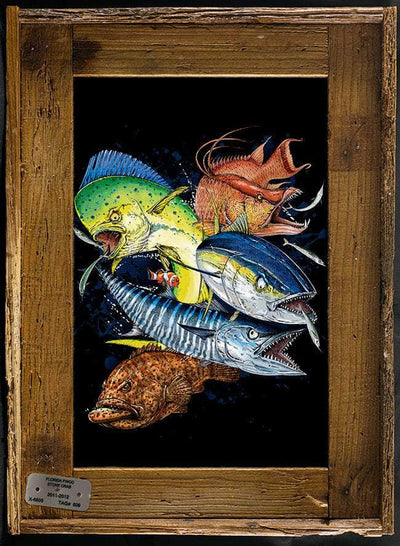"Grand Slam" Authentic Lobster Trap Frame with Mini-Canvas Giclee