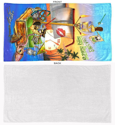 chasing happy hours beach towel front and back