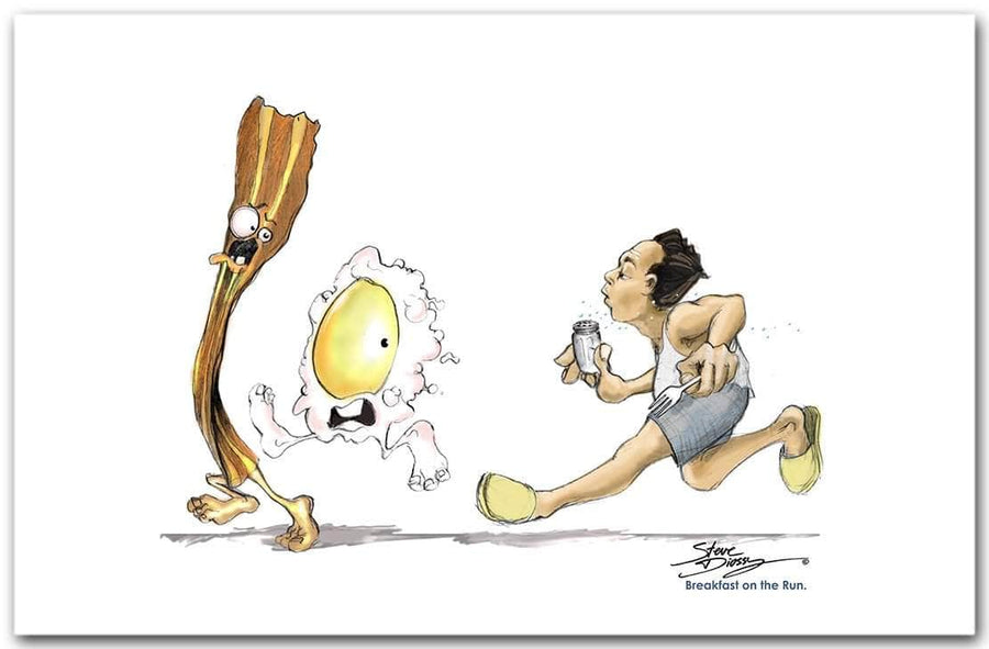 Eggs & Bacon Series "Breakfast on the Run" Fine Art Paper Print